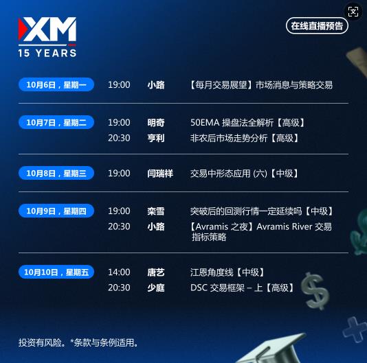 【XM官网】:中文在线直播讲座  本周预告(图1) 【XM官网】:中文在线直播讲座  本周预告(图1)